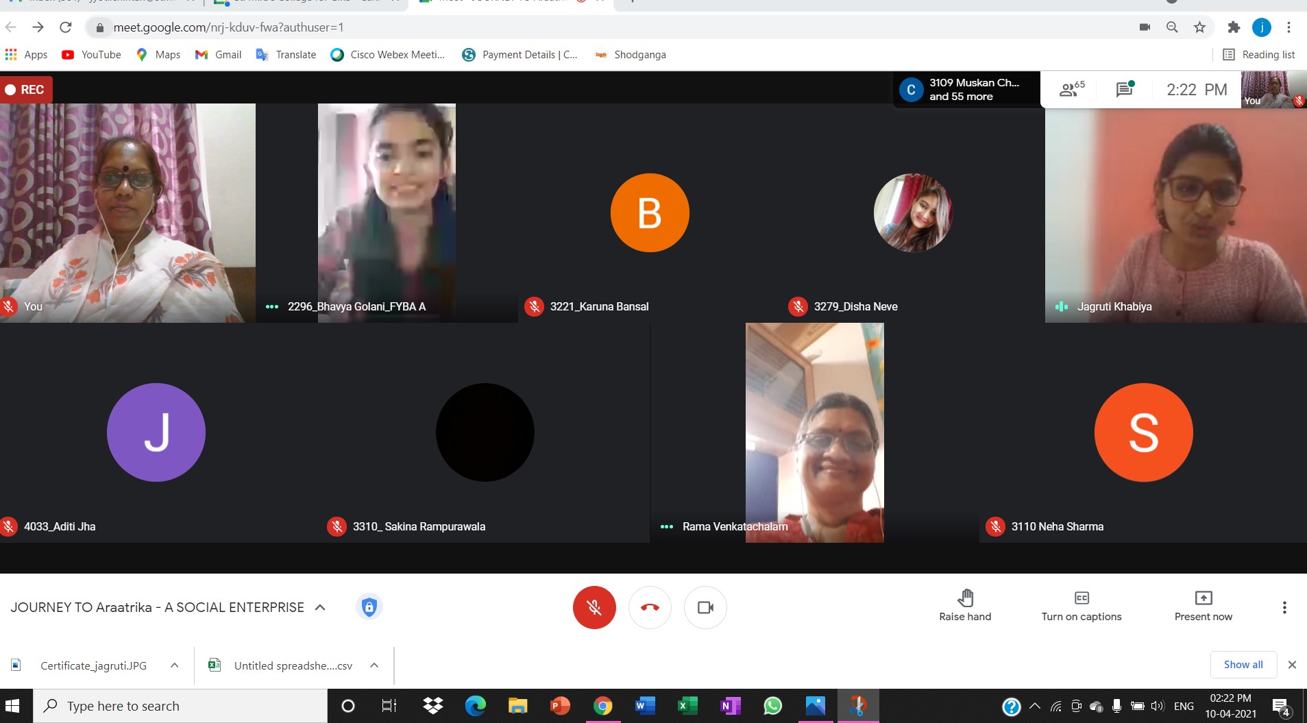 BHAVYA GOLANI ASKING QUESTION TO THE RESOURCE PERSON